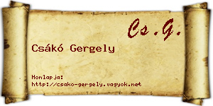 Csákó Gergely névjegykártya
