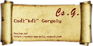 Csákó Gergely névjegykártya